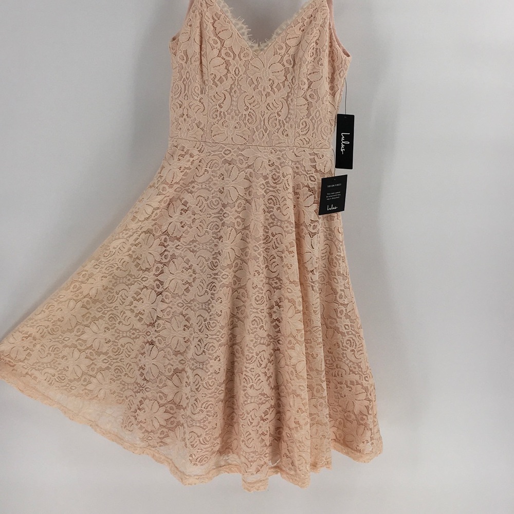 NWT LuLus Pink Lace Slip Tulle Lined Midi …